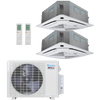 Klimaire 18,000 BTU 2-Zone Regular Heat Ceiling Cassette Mini Split Heat Pump | 23 SEER2 | 12k + 12k | R454B | KMIR