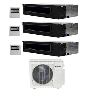 3-Zone Klimaire 21 SEER2 Multi Split Ducted Recessed Air Conditioner Heat Pump System 12+12+12 1