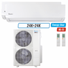 Klimaire 45,000 BTU 2-Zone Wall Mounted Mini Split Heat Pump | 21.3 SEER2 | 24k + 24k | R454B