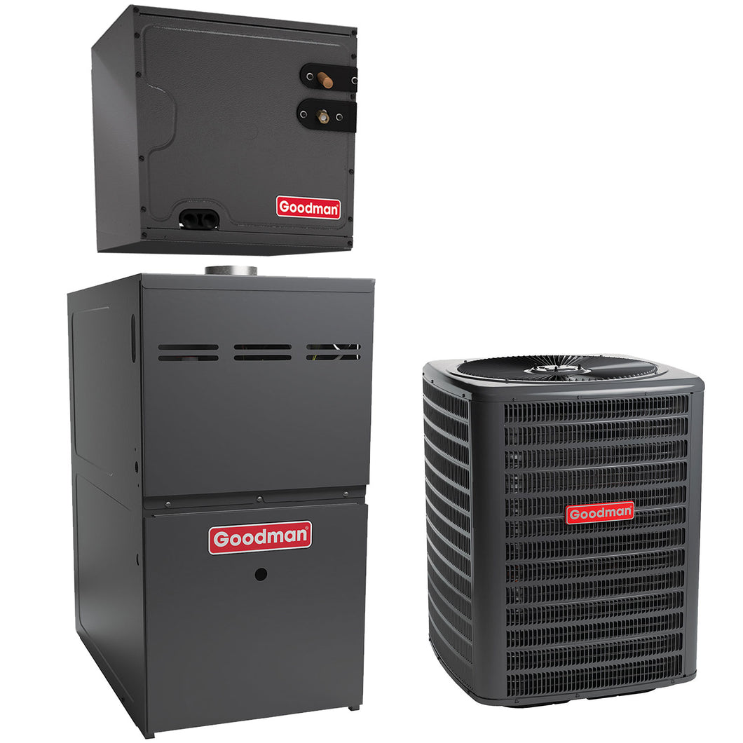 Goodman 2 Ton Cooling 60,000 BTU Heating - Air Conditioner 14.3 SEER2 + Multi Speed Gas Furnace System 80% AFUE Upflow