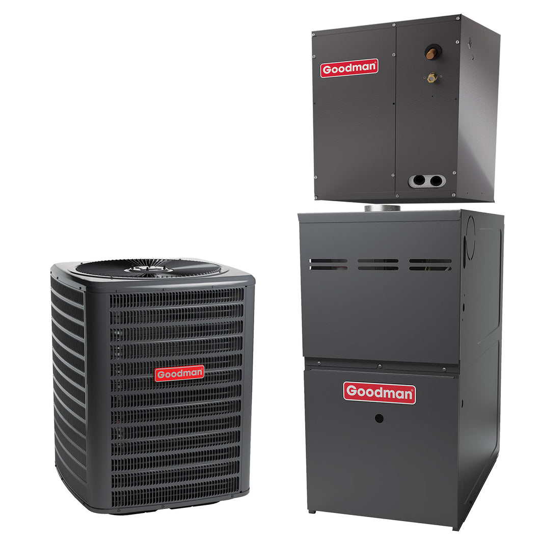 Goodman 4 Ton Cooling 80,000 BTU Heating - Air Conditioner 14.3 SEER2 + Multi Speed Gas Furnace System 80% AFUE Upflow