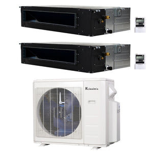 2-Zone Klimaire 21 SEER2 Multi Split Ducted Air Conditioner Heat Pump System 12+18 1