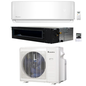 2-Zone Klimaire 22.5 SEER2 Multi Split Wall Mount Ducted Air Conditioner Heat Pump System 18+12 1