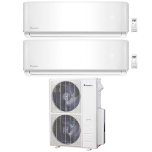 2-Zone Klimaire 21.1 SEER2 Multi Split Wall Mount Air Conditioner Heat Pump System 12+24 1