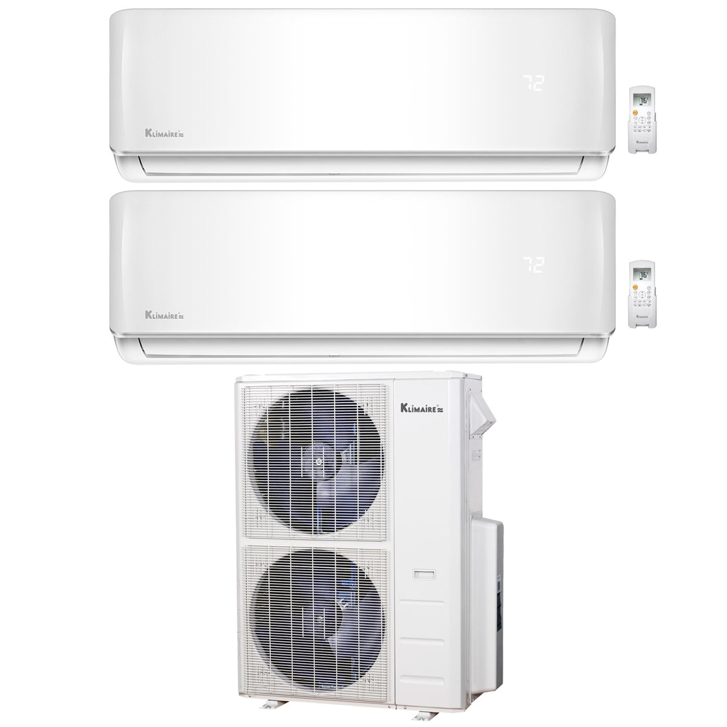 2-Zone Klimaire 21.1 SEER2 Multi Split Wall Mount Air Conditioner Heat Pump System 18+24