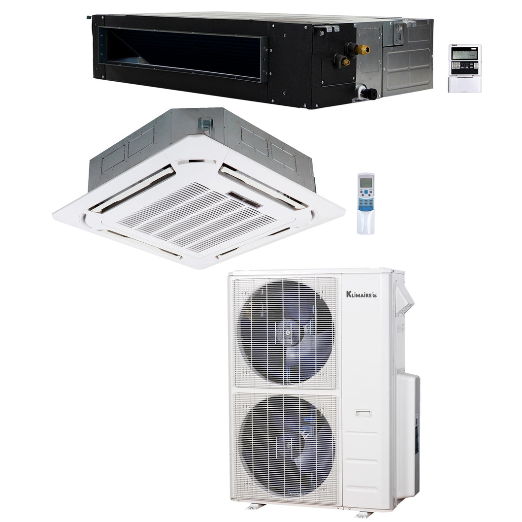2-Zone Klimaire 20.8 SEER2 Multi Split Ducted Ceiling Cassette Air Conditioner Heat Pump System 18+24
