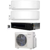 3-Zone Klimaire 22.25 SEER2 Multi Split Ducted Recessed Wall Mount Air Conditioner Heat Pump System 12+12+12 1