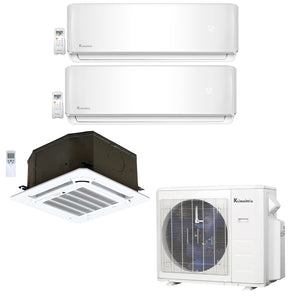 3-Zone Klimaire 23.9 SEER2 Multi Split Ceiling Cassette Wall Mount Air Conditioner Heat Pump System 9+9+12 1