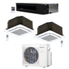 3-Zone Klimaire 21.9 SEER2 Multi Split Ducted Recessed Ceiling Cassette Air Conditioner Heat Pump System 12+12+12 1
