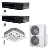 3-Zone Klimaire 20.8 SEER2 Multi Split Ducted Recessed Ceiliong Cassette Air Conditoner Heat Pump System 12+18+24 1