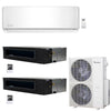 3-Zone Klimaire 21.9 SEER2 Multi Split Ducted Recessed Wall Mount Air Conditoner Heat Pump System 12+18+24 1