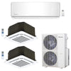 3-Zone Klimaire 23.9 SEER2 Multi Split Ceiling Cassette Wall Mount Air Conditioner Heat Pump System 12+18+24 1