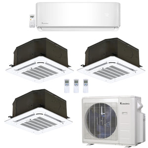 4-Zone Klimaire 23.9 SEER2 Multi Split Ceiling Cassette Wall Mount Air Conditioner Heat Pump System 12+12+12+9 1