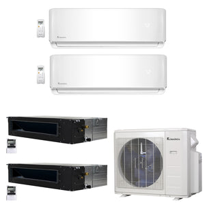 4-Zone Klimaire 21.9 SEER2 Multi Split Ducted Recessed Wall Mount Air Conditioner Heat Pump System 12+12+9+9 1