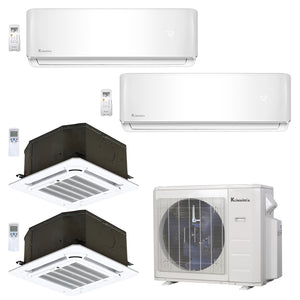 4-Zone Klimaire 23.9 SEER2 Multi Split Ceiling Cassette Air Conditioner Heat Pump System 12+12+12+12 1