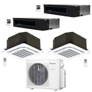 4-Zone Klimaire 21.9 SEER2 Multi Split Ducted Recessed Ceiling Cassette Air Conditioner Heat Pump System 12+12+12+12 1
