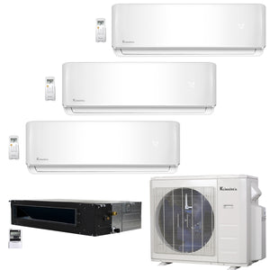 4-Zone Klimaire 21.9 SEER2 Multi Split Wall Mount Ducted Recesssed Air Conditioner Heat Pump System 9+9+9+18 1