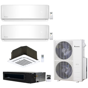 4-Zone Klimaire 21.9 SEER2 Multi Split Wall Mount Ceiling Cassette Ducted Recesssed Air Conditioner Heat Pump System 9+9+18+24 1