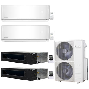 4-Zone Klimaire 21.9 SEER2 Multi Split Wall Mount Ducted Recesssed Air Conditioner Heat Pump System 12+12+18+18 4