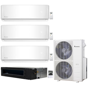 4-Zone Klimaire 21.9 SEER2 Multi Split Wall Mount Ducted Recesssed Air Conditioner Heat Pump System 9+9+12+24 1