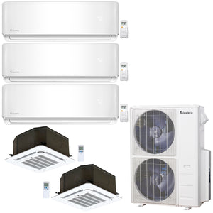 5-Zone Klimaire 21.3 SEER2 Multi Split Wall Mount Ceiling Cassette Air Conditioner Heat Pump System 9+9+9+12+12 1