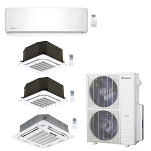 4-Zone Klimaire 23.9 SEER2 Multi Split Ceiling Cassette Wall Mount Air Conditioner Heat Pump System 9+12+12+24 1
