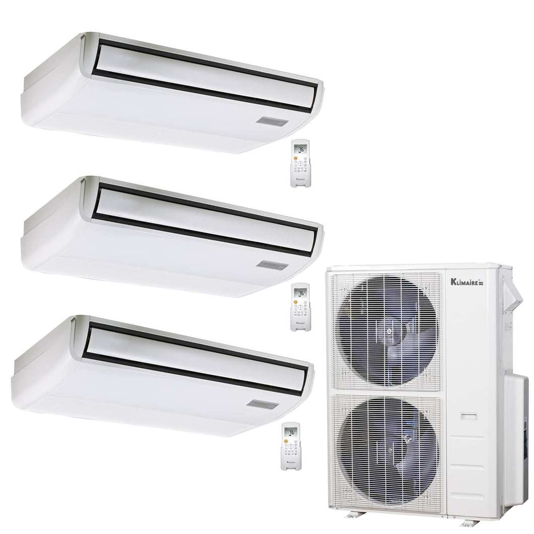 3-Zone Klimaire 23.9 SEER2 Multi Split Floor-ceiling Air Conditioner Heat Pump System 18+18+18