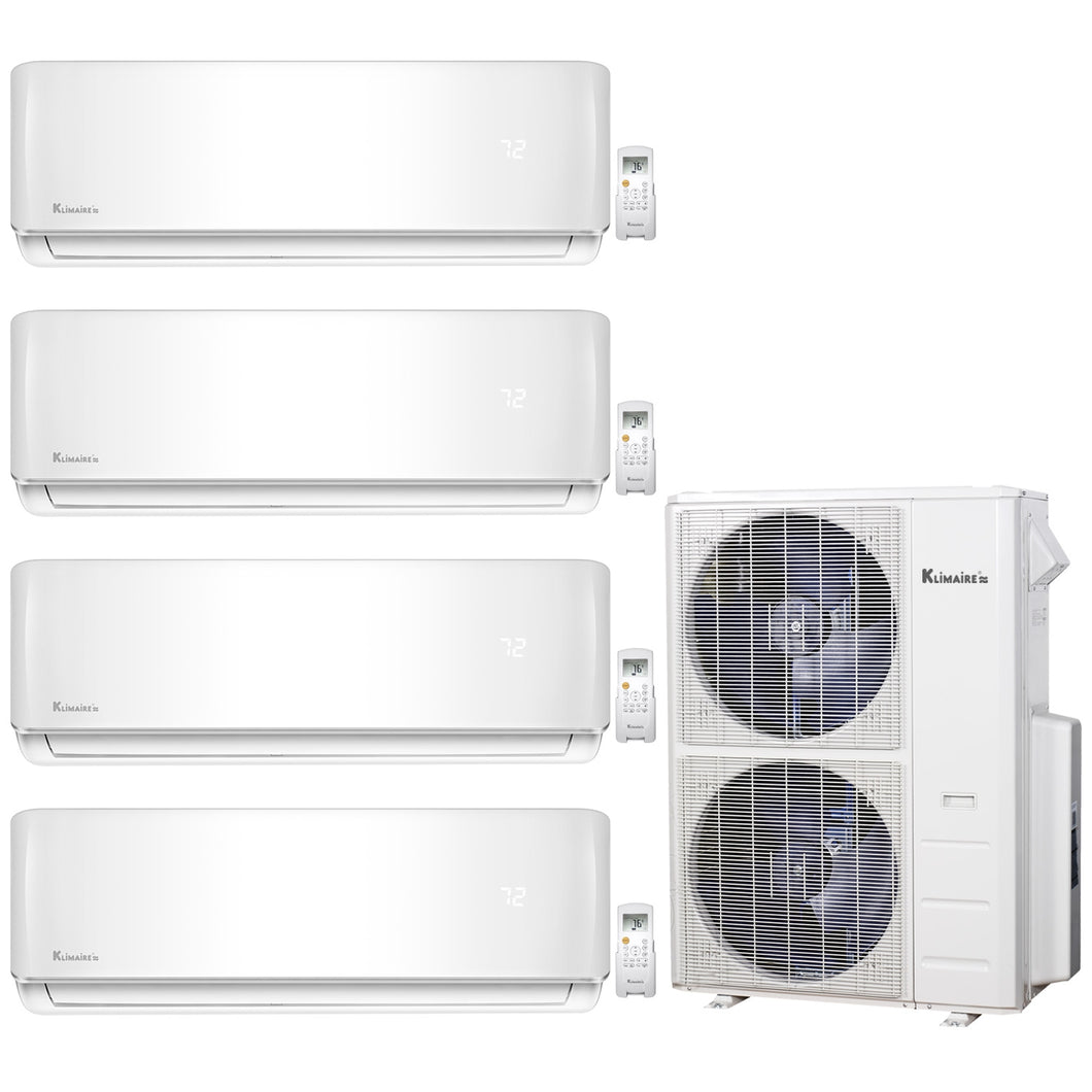 4-Zone Klimaire 23.9 SEER2 Multi Split Wall Mount Air Conditioner Heat Pump System 12+12+12+18