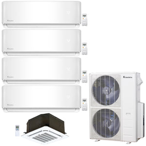 5-Zone Klimaire 21.3 SEER2 Multi Split Wall Mount Ceiling Cassette Air Conditioner Heat Pump System 9+9+9+9+18 1