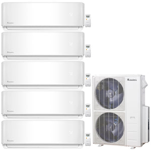 5-Zone Klimaire 21.3 SEER2 Multi Split Wall Mount Air Conditioner Heat Pump System 9+9+9+9+12 1