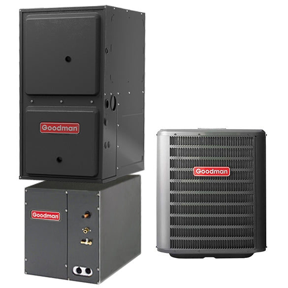 3 Ton Goodman 14 SEER Central Air Conditioner 100,000 BTU 96% Efficiency 2-Stage Variable Speed ECM Gas Furnace Down-flow System