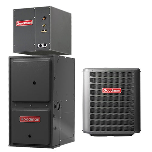 3 Ton Goodman 14 SEER Central Air Conditioner 80,000 BTU 80% Efficiency 2-Stage Variable Speed ECM Gas Furnace Upflow System