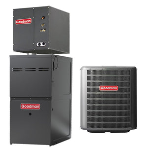 2 Ton Goodman 16 SEER Central Air Conditioner 80,000 BTU 80% Efficiency Gas Furnace Up-flow System 1