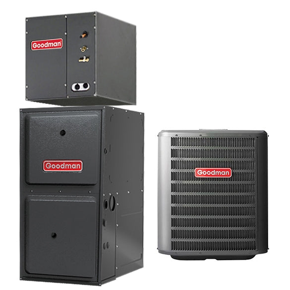 2 Ton Goodman 16 SEER Central Air Conditioner 60,000 BTU 97% Efficiency Gas Furnace Upflow System