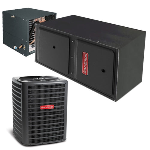 2.5 Ton Goodman 14 SEER Central Air Conditioner 80,000 BTU 80% Efficiency 2-Stage Variable Speed ECM Gas Furnace Horizontal System
