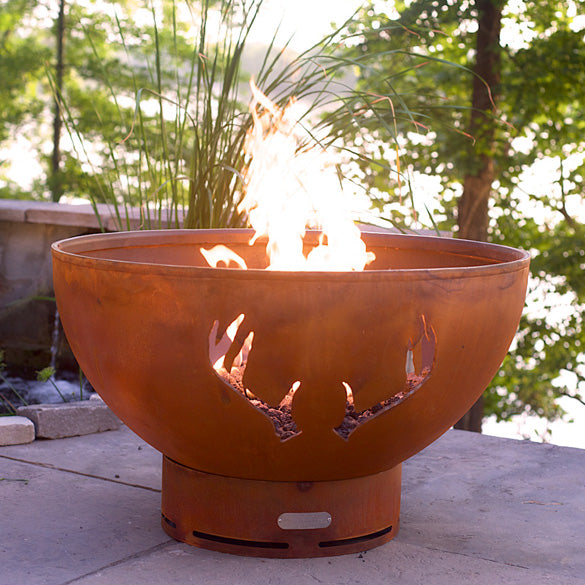 Antlers Gas Fire Pit with Penta 24 In Burner Match Lit