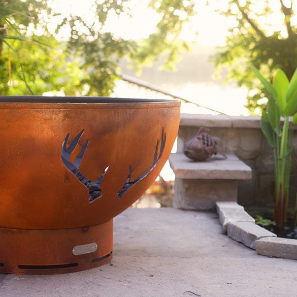 Antlers Gas Fire Pit with Penta 24 In Burner Match Lit