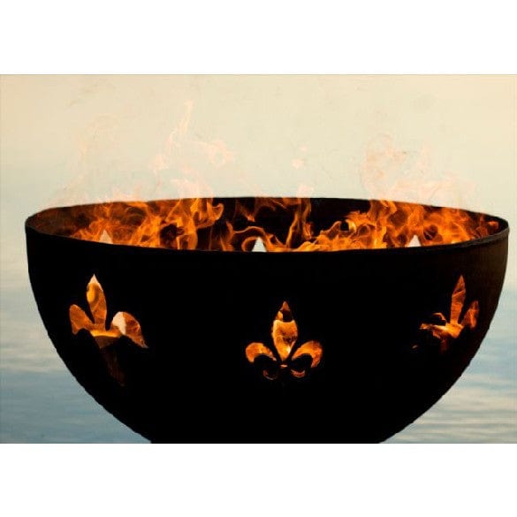 Fire Pit Art Fleur De Lis Gas Fire with Penta 24 In Burner Match Lit