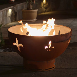 Fire Pit Art Fleur De Lis Gas Fire with Penta 24 In Burner Match Lit 1