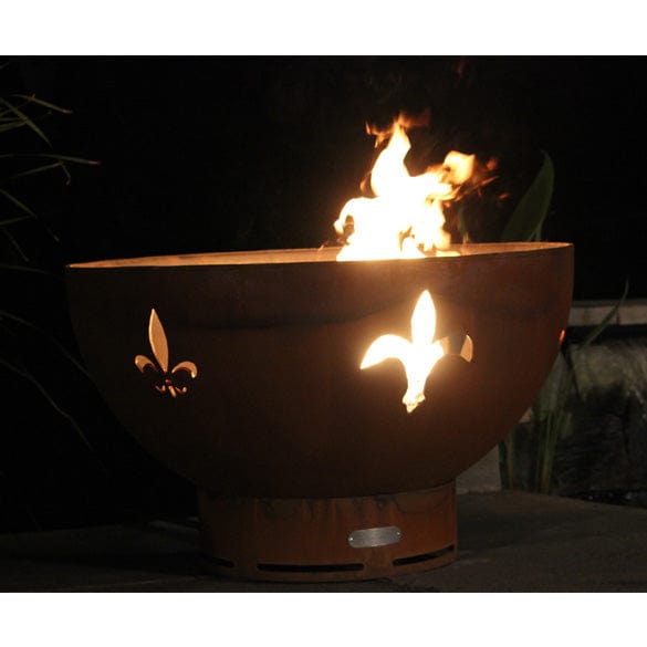 Fire Pit Art Fleur De Lis Gas Fire with Penta 24 In Burner Match Lit