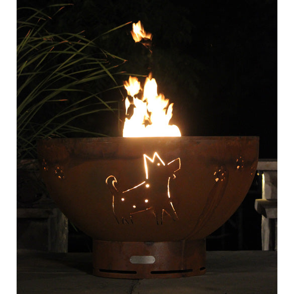 Fire Pit Art Funky Dog Gas Fire with Penta 24 In Burner Match Lit