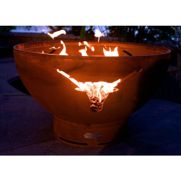 Fire Pit Art Longhorn Gas Fire with Penta 24 In Burner Match Lit