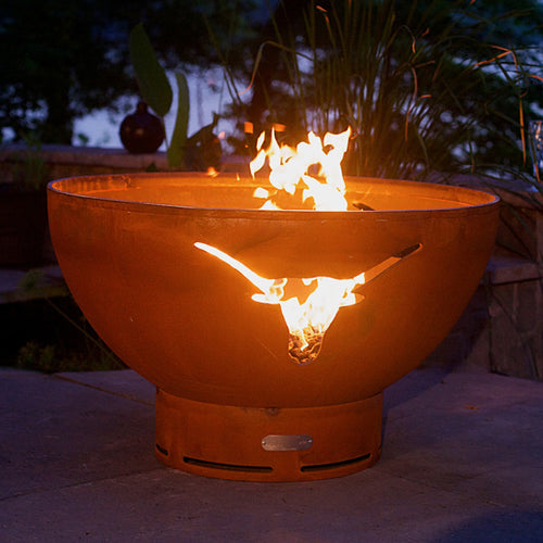 Fire Pit Art Longhorn Gas Fire with Penta 24 In Burner Electronic AWEIS