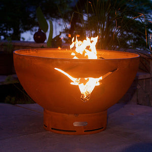 Fire Pit Art Longhorn Gas Fire with Penta 24 In Burner Electronic AWEIS 1