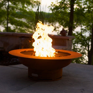 Fire Pit Art Saturn W/Lid Gas Fire with Penta 18 In Burner Match Lit 1