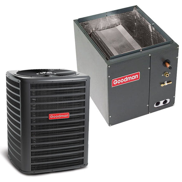 3.5 Ton Goodman 14 SEER Condenser GSX160421 and Cased Coil CAPF4961C6 Upflow/Downflow System with TXV