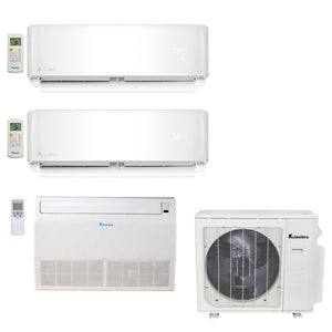 3-Zone Klimaire 22.5 SEER Multi split Air Conditioner Heat Pump System 12+12+18 1