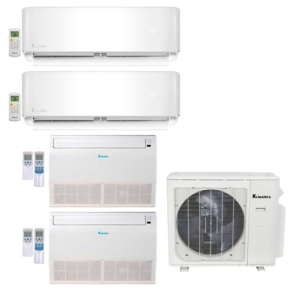 4-Zone Klimaire 21.5 SEER Multi split Air Conditioner Heat Pump System 9+12+18+18