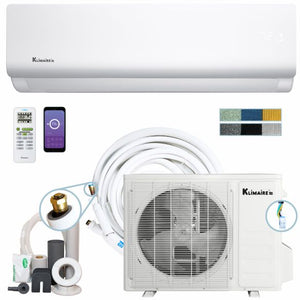 Klimaire DIY 12,000 BTU 19 SEER Ductless Mini Split Heat Pump Air Conditioner with 25 ft Pre-Charged Installation Kit & Wi-fi - 230V 1
