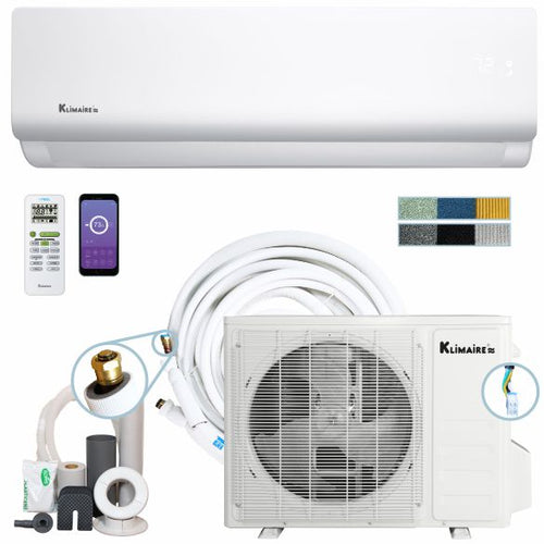 Klimaire DIY 12,000 BTU 20 SEER Ductless Mini Split Heat Pump Air Conditioner with 25 ft Pre-Charged Installation Kit & Wi-fi - 115V